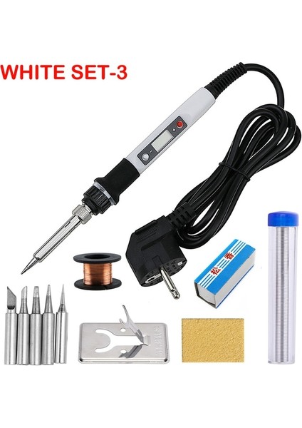 Beyaz Set-3 220V Ab Tak 80W Sabit Sıcaklık Elektrikli Demir 220V 110V Dijital Ekran Lehim Sökme Tamir Tamir Kaynak Aracı Kiti (Yurt Dışından)