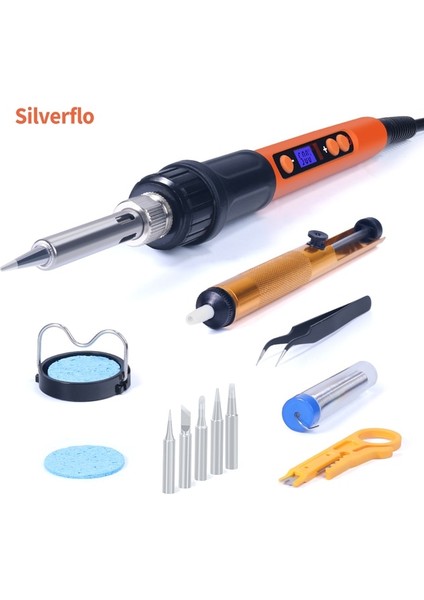 Set4 Abd Silverflo Elektrikli Havya Seti Seti 100 W LCD Dijital Ekran Ayarlanabilir Sıcaklık Havya 220 V/110 V Kaynak Araçları (Yurt Dışından)