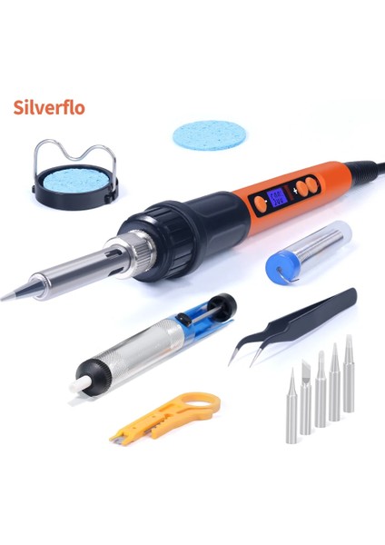 Set4 Abd Silverflo Elektrikli Havya Seti Seti 100 W LCD Dijital Ekran Ayarlanabilir Sıcaklık Havya 220 V/110 V Kaynak Araçları (Yurt Dışından) indirimleri