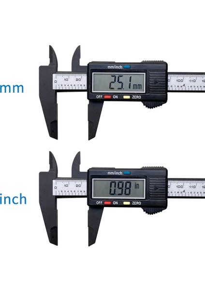 Sıyah 150MM 100MM 150MM Elektronik Dijital Kumpas 6 Inç Karbon Fiber Sürmeli Kumpas Ölçer Mikrometre Ölçme Aracı Dijital Cetvel (Yurt Dışından)
