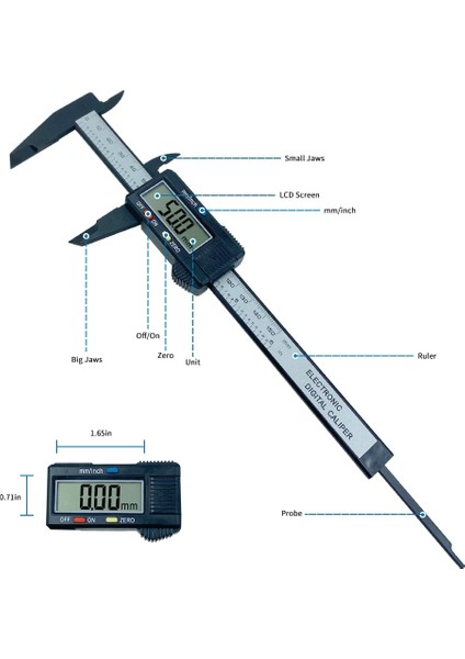 Sıyah 150MM 100MM 150MM Elektronik Dijital Kumpas 6 Inç Karbon Fiber Sürmeli Kumpas Ölçer Mikrometre Ölçme Aracı Dijital Cetvel (Yurt Dışından)