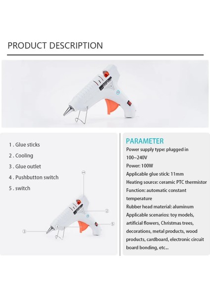 Kırmızı Ingiltere 100W Sıcak Tutkal Tabancası Mini Ev Endüstriyel Silahlar Isı Sıcaklığı Termo Elektrikli Tamir Aracı Kullanımı 11MM Tutkal Çubukları (Yurt Dışından) fiyatları