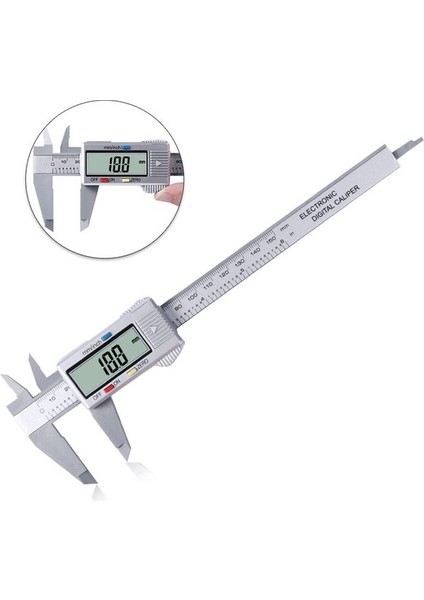 Gümüş --150MM 6 Inç Dijital Sürmeli Kaliperler 0-150MM LCD Elektronik Kumpas Karbon Fiber Ölçer Yükseklik Ölçme Araçları Aletleri Mikrometre (Yurt Dışından)
