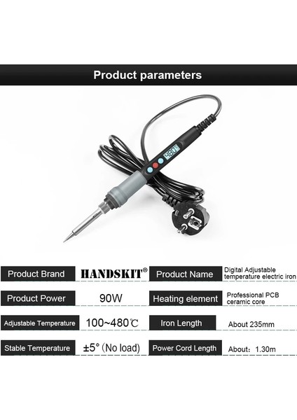 9 Adet Abd Plug 110V 90W Havya Taşınabilir Dijital Sıcaklık Ayarı Otomatik Uyku Dahili Termal Seramik Isıtma Elektronik Kaynak Araçları (Yurt Dışından)