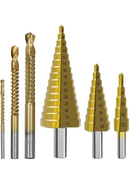 Paket 2 6 Adet Titanyum Kaplama Matkap Ucu Seti Metal Delik Kesici Ahşap Koni Çekirdek Delme Testere Aracı Delik Delme Için Metal Adım Matkap Ucu (Yurt Dışından)