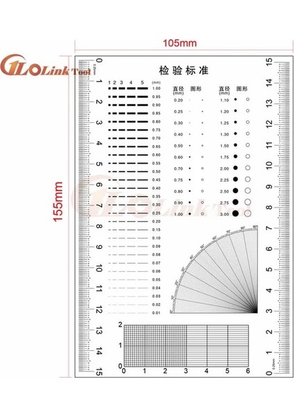 Tip 1 Ölçüm Geçişi Rozet Ölçer Leke Kartı Nokta Ölçer Tel Ölçer Şeffaf Film Cetveli Leke Çatlağı Kontrast Cetveli Kumpas (Yurt Dışından)