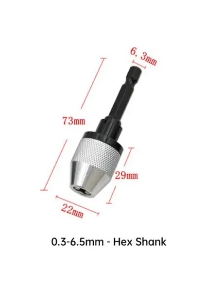 0.3-6.5mm Gümüş Anahtarsız Matkap Chuck Tornavida Darbeli Sürücü Adaptörü Elektrikli Mikro Motor Kelepçe Hex Shank Adaptörü Dönüştürücü Aracı Mini Chuck (Yurt Dışından)