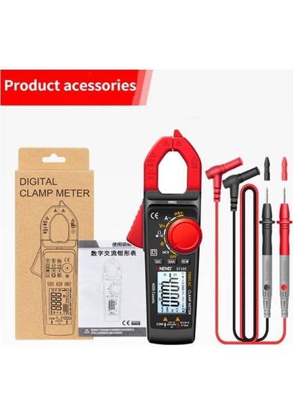 ST185 Siyah Aneng ST185 Multimetre Dijital Pens Metre 4000 Sayım True Rms 200A Ampermetre Gerilim Test Cihazı Hz Kapasite Ncv Ohm Diyot Testi (Yurt Dışından)
