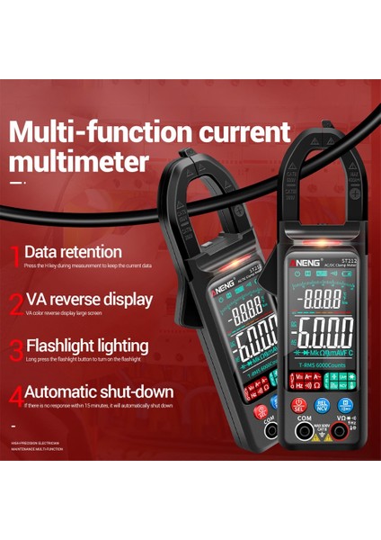 ST212 Kırmızı ST211 ST212 Dijital Pens Metre 6000 Sayım Multimetre Dc/ac Gerilim Akım Test Cihazı Araba Amp Hz Büyük Renkli Ekran Ncv Ohm Testi (Yurt Dışından) modelleri