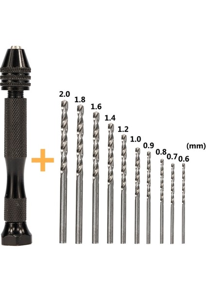 11 Adet 0.6-2.0mm 11 Adet Mini Mikro Alüminyum El Matkabı Anahtarsız Chuck ile Hss Büküm Matkap Ucu Ağaç Işleme Sondaj Döner Aletler El Matkabı Manuel (Yurt Dışından)