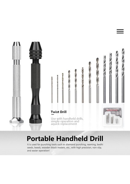 11 Adet 0.6-2.0mm 11 Adet Mini Mikro Alüminyum El Matkabı Anahtarsız Chuck ile Hss Büküm Matkap Ucu Ağaç Işleme Sondaj Döner Aletler El Matkabı Manuel (Yurt Dışından)