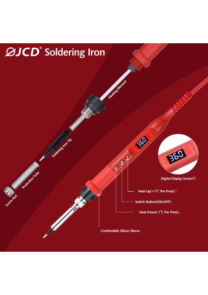 Turuncu 80W, Abd Jcd 220V/110V Havya Kiti 80W Çok Fonksiyonlu Düğme Ayarlanabilir Sıcaklık Lehimleme Istasyonu LCD Dijital Ekran IRON908U (Yurt Dışından)