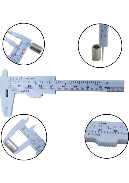 Mavi Sürmeli Kumpas 80MM Plastik Kadran Ölçer Mikrometre Ölçme Cetveli Iç Çap Derinlik Ölçme Aracı (Yurt Dışından)