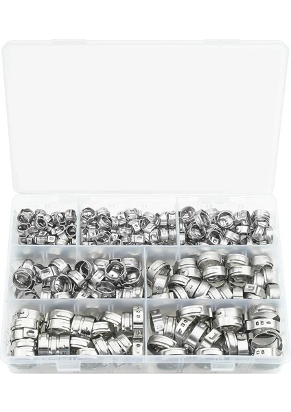 Gümüş Yeni 304 Paslanmaz Çelik Tek Kulaklı Çelik Olmayan Hortum Kelepçesi Sınıflandırma Kiti, 128 Parça (Yurt Dışından) fiyatları