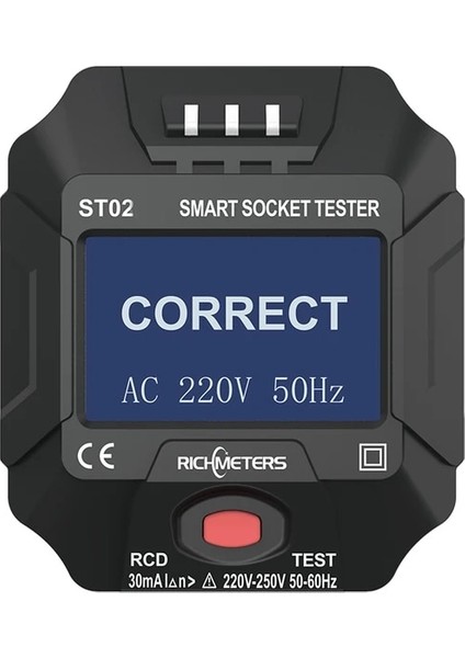 ST02 Ab Fişi Dijital Soket Test Cihazı Ac Gerilim Testi Topraklama Sıfır Elektrik Devre Kesici Bulucu Hat Fişi Polarite Faz Pro Ab/abd/ingiltere Gfcı (Yurt Dışından)