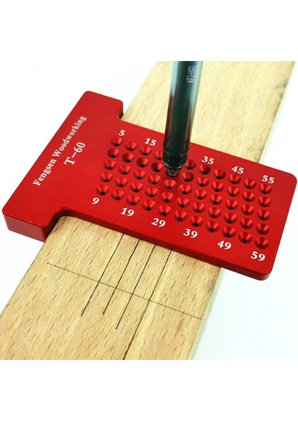 Kırmızı T60 Ağaç Işleme Scriber T-Tipi Ahşap Ölçer Kumpas Cetvel Marangoz Ölçme Aracı Aşınmaya Dayanıklı ve Paslanmaya Dayanıklı Dayanıklı (Yurt Dışından) modelleri