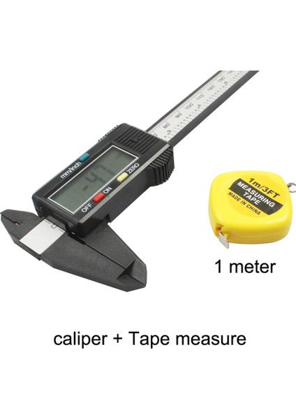 Gümüş 100 100/150MM 4/6 Inç LCD Dijital Elektronik Karbon Fiber Sürmeli Kumpas Ölçer Mikrometre Ölçme Aracı 1 M Mezura (Yurt Dışından)