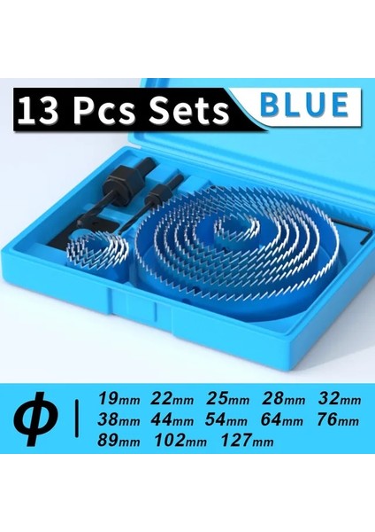 Mavi 13 Adet Set Fivepears Delik Testere Seti, Metal Çekirdek, 19-127MM Testere Fincan Ahşap Taç, Ahşap Matkap Ucu, Ağaç Işleme Aletleri (Yurt Dışından)