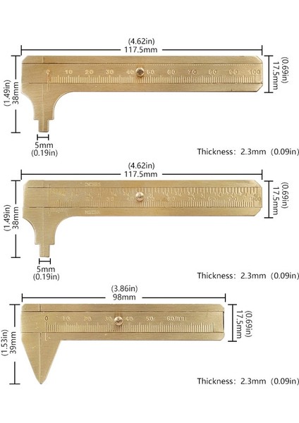 60MM Konik Pirinç Sürmeli Kumpas Cep Kumpas Kullanışlı Ölçüm Aracı Mücevher Için Çift Ölçekli Kayar Cetvel Yüzük Ölçümü Bakır Kaliperler (Yurt Dışından) modelleri