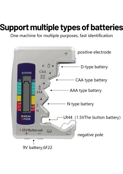 Siyah Piller Test Cihazı Dijital Kapasite Lithum N /AAA/CAA/D/1.5V Hücre Pilleri Test Cihazı Checker BT168 Güç Için Evrensel Düğme (Yurt Dışından) indirimleri