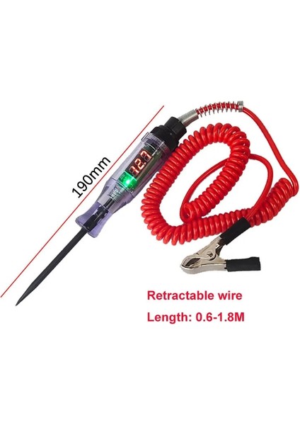 B 1 Adet Devre Test Cihazı 6V 12V 24V Dc Araba Kamyon Voltajı Devre Test Cihazı Dijital Ekran Uzun Prob Kalem Ampul Araç Teşhis Araçları (Yurt Dışından)