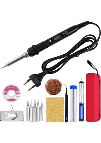 Siyah Set-1 220V Ab Tak LCD Dijital Ekran Havya 80W Ayarlanabilir Sıcaklık Havya Kafası 220V/110V Lehimleme Lehim Aracı Kiti (Yurt Dışından)