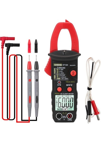 ST184 Kırmızı Ohm Hz Test Cihazı Profesyonel Multimetre True Rms Ac/dc Gerilim Test Cihazı Gerilim Ölçer Dijital Pens Metre ST184 6000 Sayım (Yurt Dışından)