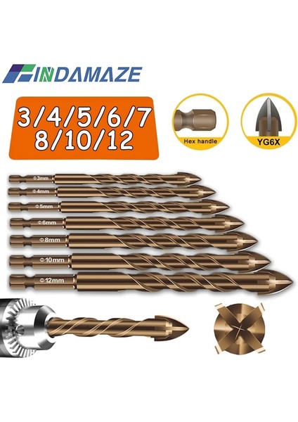 7mm Cam Matkap Uçları Justınlau 3-12MM Çapraz Hex Kiremit Matkap Uçları Cam Seramik Beton Delik Açıcı Tuğla Sert Alaşım Üçgen Bit Araç Kiti Için Set (Yurt Dışından) fiyatları