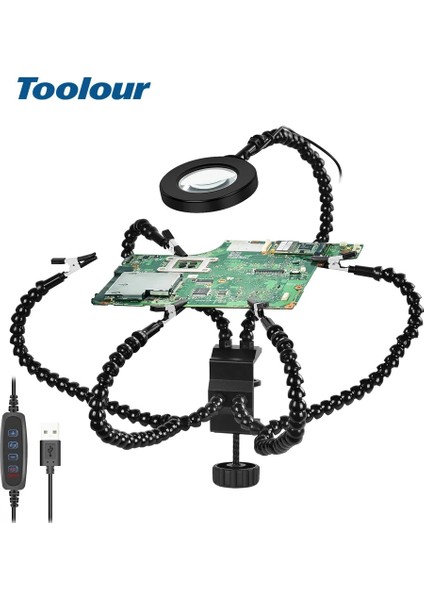 Gümüş Y8BE-SY Toolour Çoklu Lehimleme Istasyonu Üçüncü El Standına Yardımcı 8pcs Esnek Kollar Pcb Kaynak Onarım Aracı Için Masa Kelepçe Tutucu (Yurt Dışından)