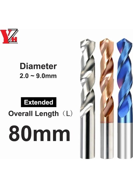 HRC50 80MM 7.3mm Yzh Karbür Büküm Matkap Toplam Uzunluk 80MM Katı Tungsten Uçları HRC50/55/65 Cnc Düz Kolu Metal Demir Çelik Için Delme Deliği (Yurt Dışından)