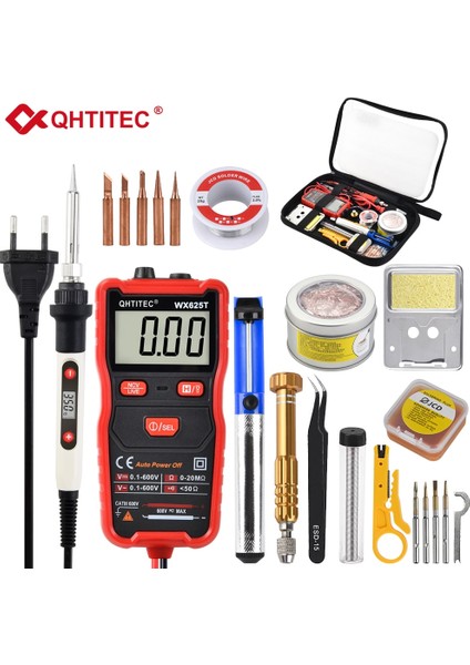 QH908S Siyah 80W 220V, Abd Jcd Elektrikli Havya 80W 220V LCD Dijital Ekran Ayarlanabilir Sıcaklık Multimetre Havya Kiti Kaynak SOLDER908S (Yurt Dışından)