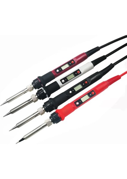 80W Kırmızı Set 1 110V Abd Fişi 80W Dijital Elektrikli Havya 220V 110V Sıcaklık Ayarlanabilir LCD Ekran Lehim Kaynak Demiri Alet Takımı Ipuçları 60W/80W (Yurt Dışından)