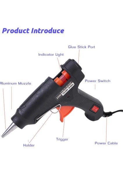 1 Adet 20W Ab Siyah 20W Sıcak Tutkal Tabancası Mini Ev Dıy Endüstriyel Silahlar Isı Sıcaklığı Termo Elektrikli Tamir Aracı Kullanımı 7mm Tutkal Çubukları (Yurt Dışından) indirimleri