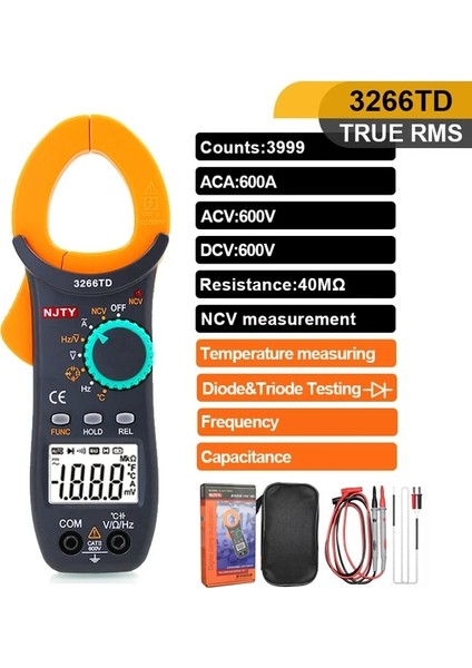 3266TD Dijital Pens Metre Ac/dc/dv Dijital 6000/4000/2000 Sayımlar Ncv Akıllı Kelepçe Multimetre Gerilim Kondansatör Ohm Hz Test Cihazı (Yurt Dışından)