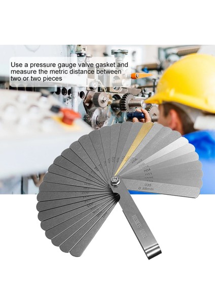 32 Bıçak Kombinasyonu Feeler Ölçer Metrik 0.04-0.88MM Kalınlık Ölçme Aletleri (Yurt Dışından)