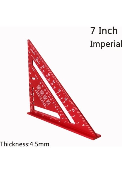 7 Inç Kırmızı 7/12 Inç Hız Kare Metrik Alüminyum Alaşımlı Üçgen Cetvel Kareler Ölçme Aracı Metrik Açı Iletki Ağaç Işleme Aletleri (Yurt Dışından)