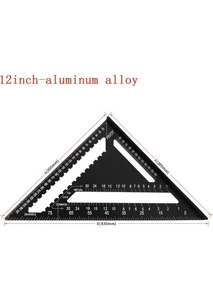 7 Inç Kırmızı 7/12 Inç Hız Kare Metrik Alüminyum Alaşımlı Üçgen Cetvel Kareler Ölçme Aracı Metrik Açı Iletki Ağaç Işleme Aletleri (Yurt Dışından) modelleri