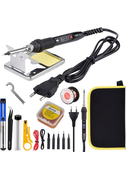 Turuncu 80W 220V, Abd Jcd 80W Elektrikli Havya Seti Sıcaklığı Ayarlanabilir 220V 110V Lehim Pastası Lehim Sökme Pompası Kaynak Alet Takımı LCD Ekran (Yurt Dışından)