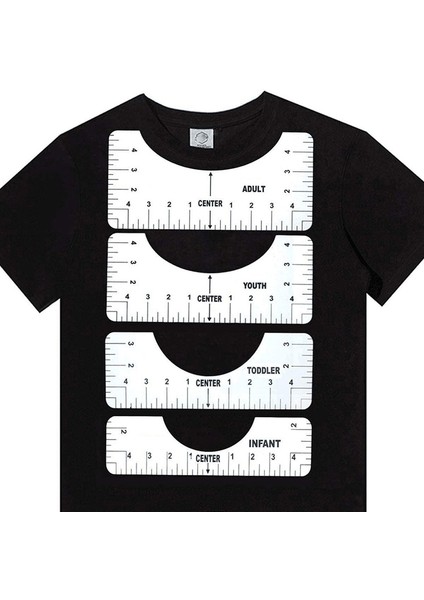 Beyaz 4 Adet/takım T-Shirt Hizalama Cetvel Kılavuz T-Shirt Tasarım Moda Cetveller Boyut Tablosu Dıy Çizim Şablonu Zanaat Aracı (Yurt Dışından)