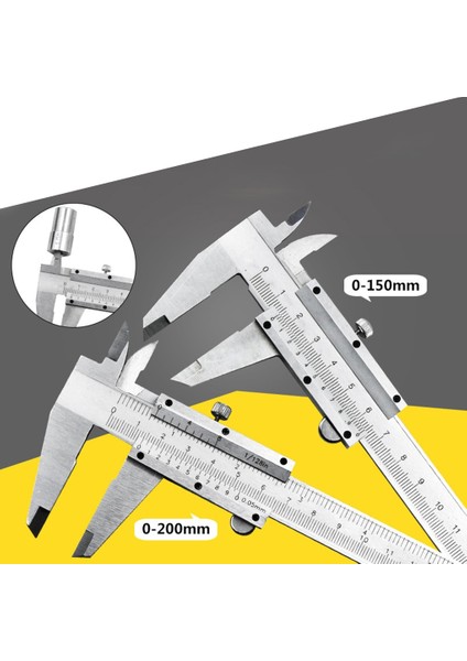 0-200MM 0-200MM Karbon Çelik Kumpas Mikrometre Sürmeli Kumpas Ölçü Kalibre Ölçer Milimetre Inç Ölçüm Cihazı Aracı 150MM (Yurt Dışından) fiyatları