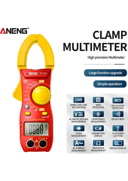 Kırmızı Sarı Renk Aneng Akıllı Pens Metre 1999 Sayımlar Otomatik Değişen Dijital Multimetre LCD Ekran Ac Dc Gerilim Ac Akım Test Cihazı LED El Feneri (Yurt Dışından) modelleri