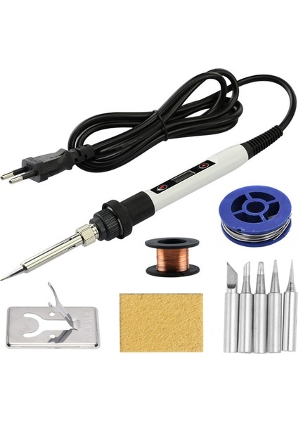 Beyaz Set-3 110V Us Plug Ayarlanabilir Sıcaklık Elektrikli Havya 80W 220V / 110V LCD Dijital Ekran Kaynak Demiri Ipuçları Teneke Onarım Alet Seti (Yurt Dışından)