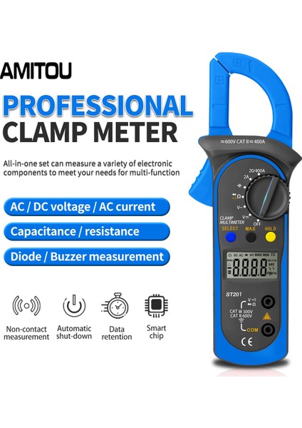 ST201 Mavi Pro Amıtou ST201 Dijital Pens Metre Multimetre Direnç Ohm Transistör Test Cihazları Ac/dc Voltmetre Akım Test Cihazı Elektrikçi Için (Yurt Dışından) indirimleri