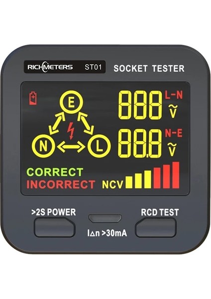 ST01 Ab Fişi Dijital Soket Test Cihazı Pro Ab Fişi Gerilimi Gfcı Rcd Prizler Çıkışı Elektrik Devre Frenleyici Bulucu Test Topraklama Sıfır Ingiltere Au Abd (Yurt Dışından)