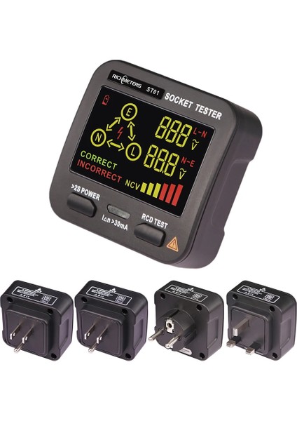 ST01 Ab Fişi Dijital Soket Test Cihazı Pro Ab Fişi Gerilimi Gfcı Rcd Prizler Çıkışı Elektrik Devre Frenleyici Bulucu Test Topraklama Sıfır Ingiltere Au Abd (Yurt Dışından) fiyatları