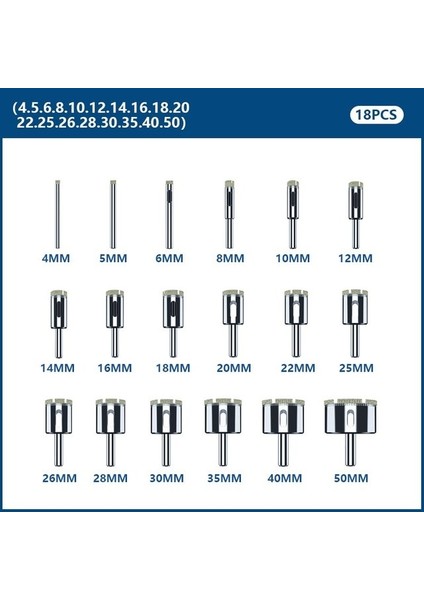 No.7 18 Adet Set Cmcp 10/15/18/28 Adet Elmas Kaplı Matkap Ucu Seti Kiremit Mermer Cam Seramik Elektrikli El Aletleri Için Delik Testere Delme Uçları 3MM-60MM (Yurt Dışından)