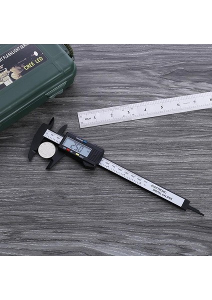 H 150MM 6 Inç LCD Dijital Cetvel Elektronik Karbon Fiber Sürmeli Kumpas Ölçer Mikrometre Ölçme Aracı Enstrüman (Yurt Dışından)