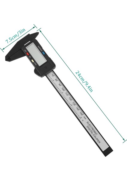 100 Plastik Paket Dijital Kumpas Elektronik Dijital Kumpas Geniş LCD Ekranlı Plastik Fiber Gövde 0-6 Inç Inç/milimetre Vernier Kumpas (Yurt Dışından)