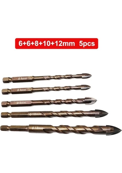 6 6 8 10 12MM Justınlau 4 Ila 8 Adet/takım Çapraz Hex Kiremit Uçları Cam Seramik Beton Delik Açıcı Alaşım Üçgen Matkap Boyutu 3/4/5/6/7/8/10/12 mm (Yurt Dışından)