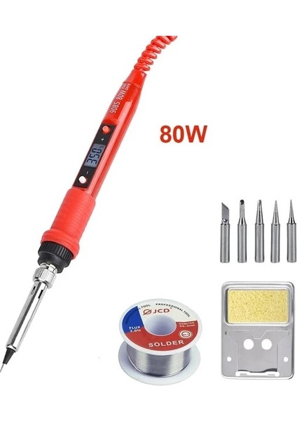 Kırmızı 80W 110V,AB, Kaynak Uçlu Jcd 80W Havya Sünger LCD Dijital Ekran Ayarlanabilir Sıcaklık 220V/110V Havya Kitleri Kaynak Onarım Araçları 908S (Yurt Dışından)
